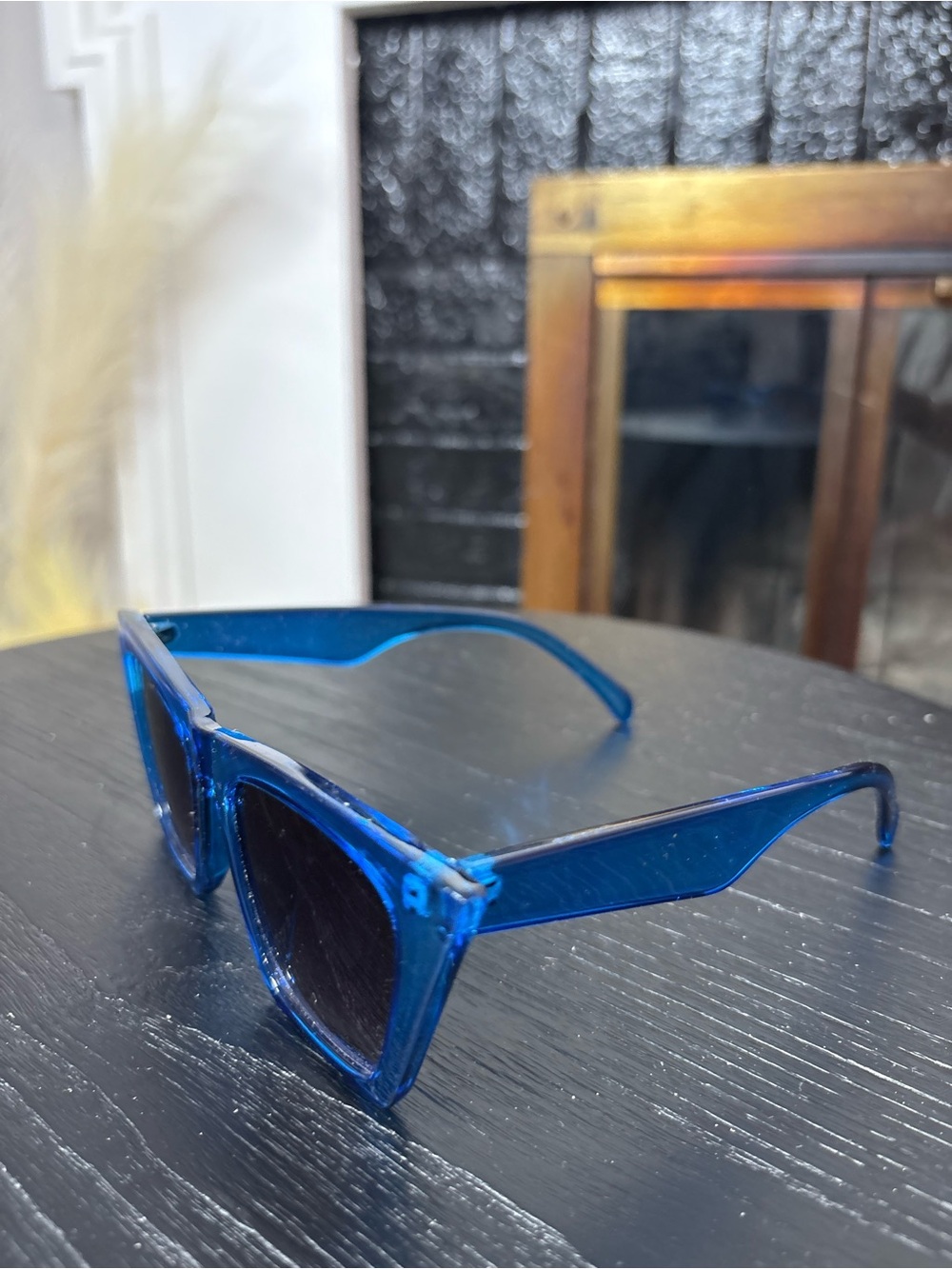 Women’s Blue Transparent Square Sunglasses - Fashion Accessory - Picture 3 of 4